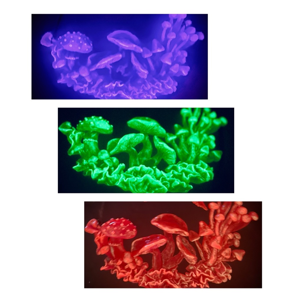 Artist-made glow in the dark mushroom necklace